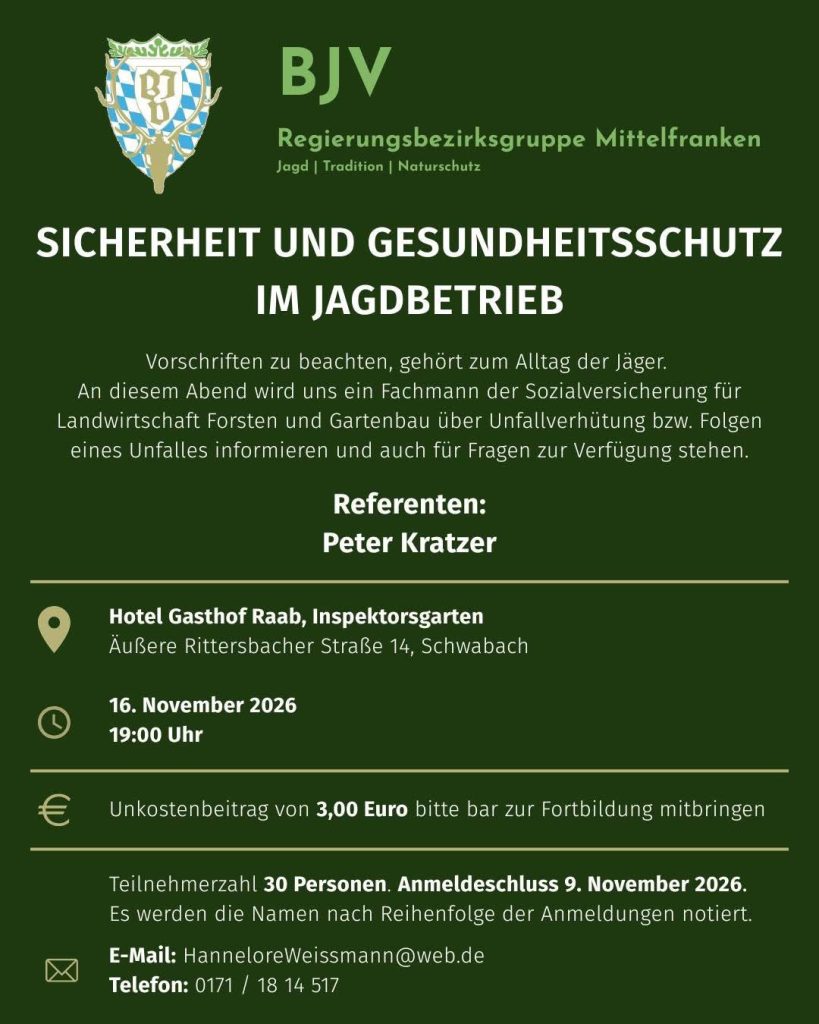 Sicherheit und Gesundheitsschutz im Jagdbetrieb