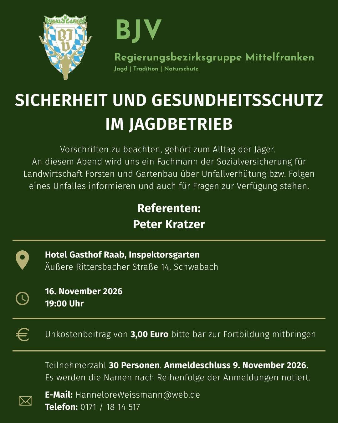 Sicherheit und Gesundheitsschutz im Jagdbetrieb
